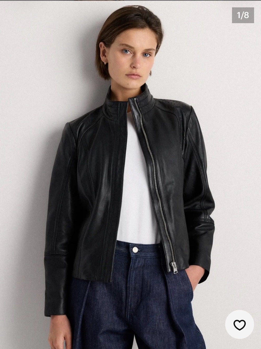 Quince Black Leather Zip-Front Women's Jacket